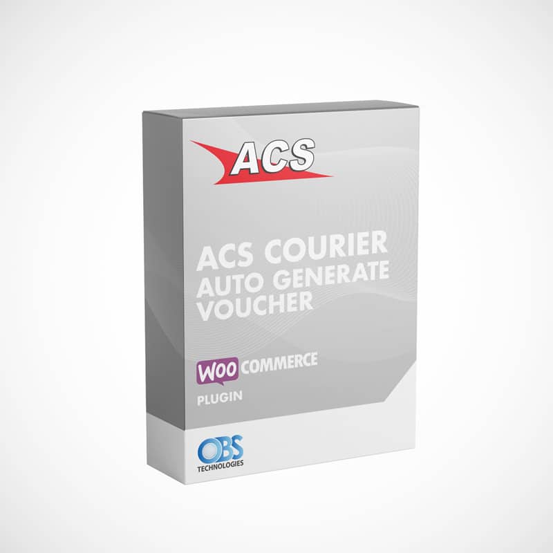 Πραγματικό crop της σελίδας ρυθμίσεων του OBS ACS Courier 2.1.0 σε isolated WooCommerce
